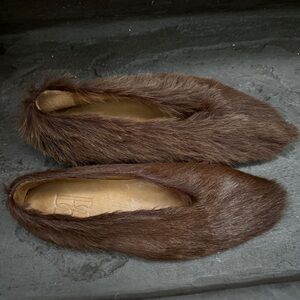 By Malene Birger brown fur flats slippers Italy 36